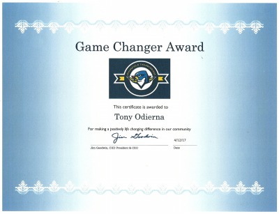 Game Changer Community Service Award  (Click on picture to enlarge it.)